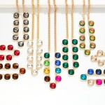 Wholesale cushion Cut Crystal Station Necklace row faceted glass stones set poli