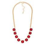Wholesale cushion Cut Crystal Station Necklace row faceted glass stones set poli