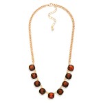 Wholesale cushion Cut Crystal Station Necklace row faceted glass stones set poli