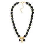 Wholesale polished Oval Bead Necklace cluster mixed charms at center including s