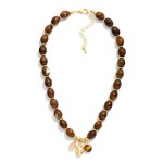 Wholesale polished Oval Bead Necklace cluster mixed charms at center including s