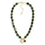 Wholesale polished Oval Bead Necklace cluster mixed charms at center including s
