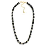 Wholesale disc Bead Necklace strung glossy stacked rondelle beads polished metal