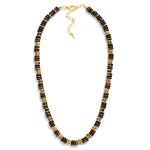 Wholesale disc Bead Necklace strung glossy stacked rondelle beads polished metal
