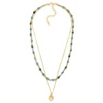 Wholesale layered Bead Chain Necklace combining strand petite stone beads fine c