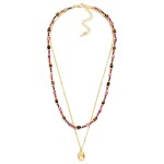 Wholesale layered Bead Chain Necklace combining strand petite stone beads fine c