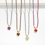 Wholesale seed Bead Heart Pendant Necklace twisted strand tiny glass seed beads