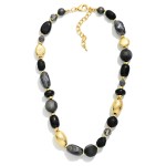 Wholesale chunky Mixed Bead Necklace layering glossy matte beads varied shapes t