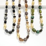 Wholesale chunky Mixed Bead Necklace layering glossy matte beads varied shapes t