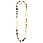 Wholesale long Beaded Chain Link Necklace pairs strand mixed stone beads oversiz