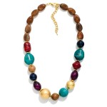 Wholesale mixed Bead Statement Necklace combining smooth nuggets faceted glass p