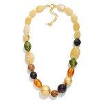 Wholesale mixed Bead Statement Necklace combining smooth nuggets faceted glass p