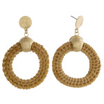 Wholesale rattan braided drop earrings gold accents