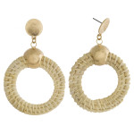 Wholesale rattan braided drop earrings gold accents