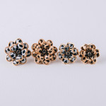 Wholesale leopard print metal flower stud earrings rhinestone center detail diam