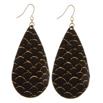 Wholesale long genuine leather drop earring scale details Approximate