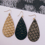 Wholesale long genuine leather drop earring scale details Approximate