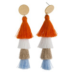 Wholesale long drop earrings fanned tassel details stud post