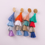 Wholesale long drop earrings fanned tassel details stud post