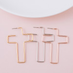 Wholesale long metal cross earrings