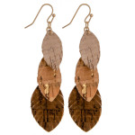 Wholesale cork inspired earrings trio feather accents