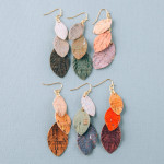 Wholesale cork inspired earrings trio feather accents