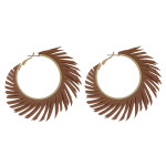 Wholesale large hoop earrings feather inspired tassel accents diameter