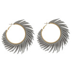 Wholesale large hoop earrings feather inspired tassel accents diameter