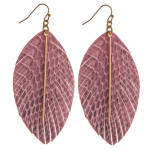 Wholesale faux leather snakeskin feather dangle earrings gold bar accent