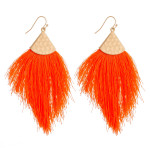 Wholesale long drop earrings neon tassel details gold metal accents