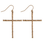 Wholesale gold cross earrings wavy textured