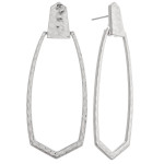 Wholesale metal rectangular earrings lightly hammered