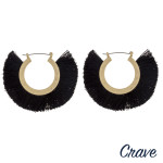 Wholesale gold metal hoop earrings black tassel detailing diameter