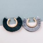 Wholesale gold metal hoop earrings black tassel detailing diameter