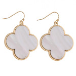 Wholesale clover inspired earrings mother pearl center detail