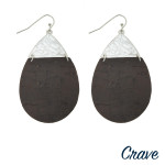 Wholesale cork inspired teardrop earrings metal accent