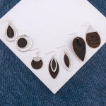 Wholesale cork inspired teardrop earrings metal accent