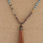 Wholesale long iridescent beaded necklace tassel pendant Pendant overall