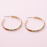 Wholesale gold hoop earrings multicolor cubic zirconia details diameter