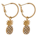 Wholesale dainty hoop earrings pineapple accent cubic zirconia details