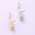Wholesale dainty hoop earrings pineapple accent cubic zirconia details