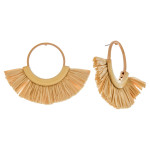 Wholesale circular metal earrings enamel raffia tassel details stud post