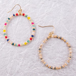 Wholesale dainty circular beaded earrings wood multicolor faceted bead details d