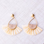 Wholesale teardrop earrings cork inspired details raffia tassel accents