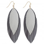 Wholesale double layered two faux leather feather earrings
