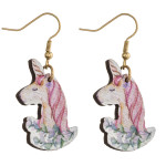Wholesale wood inspired unicorn earrings