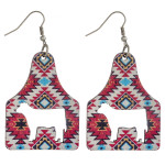 Wholesale wood inspired cut out cow tag earrings western pattern details