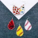 Wholesale metal baseball drop earrings rhinestone accents