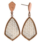 Wholesale metal drop earrings filigree inspired center details stud post