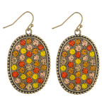 Wholesale metal plated oval earrings multicolor rhinestone accents